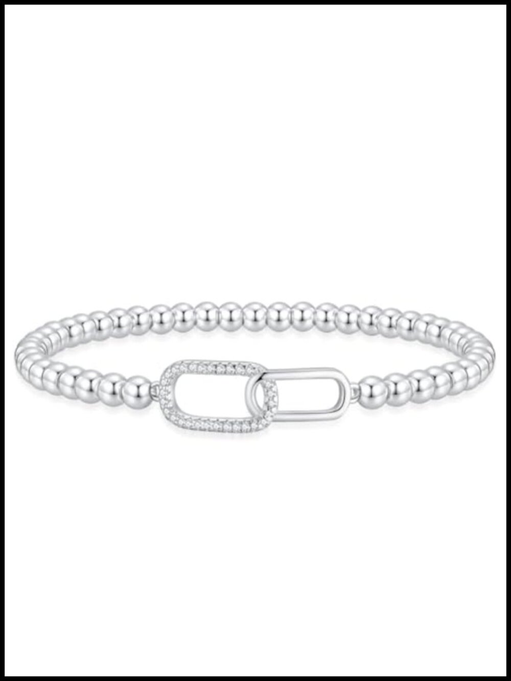 Beaded Stretch Bracelets for Women 14K Silver Gold Plated Stackable Charm
